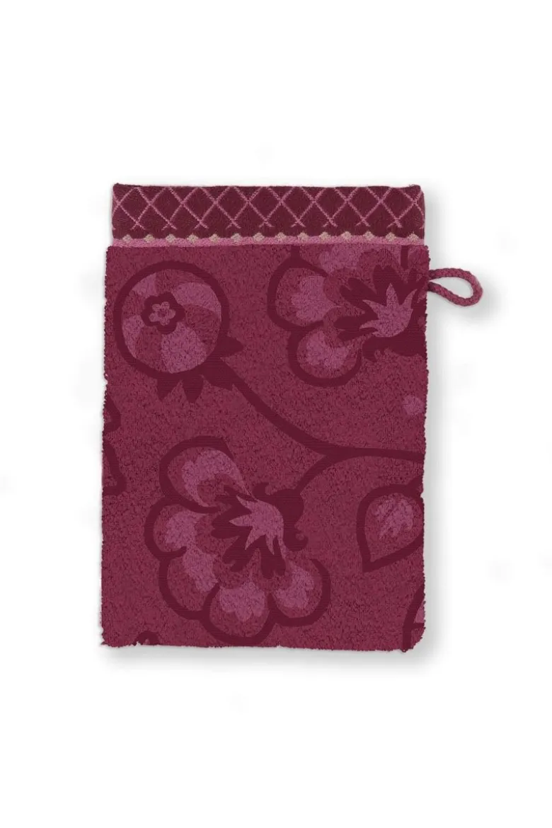 Waschlappen Set/3 Jasmin Jacquard Dunkelrosa 16x22cm