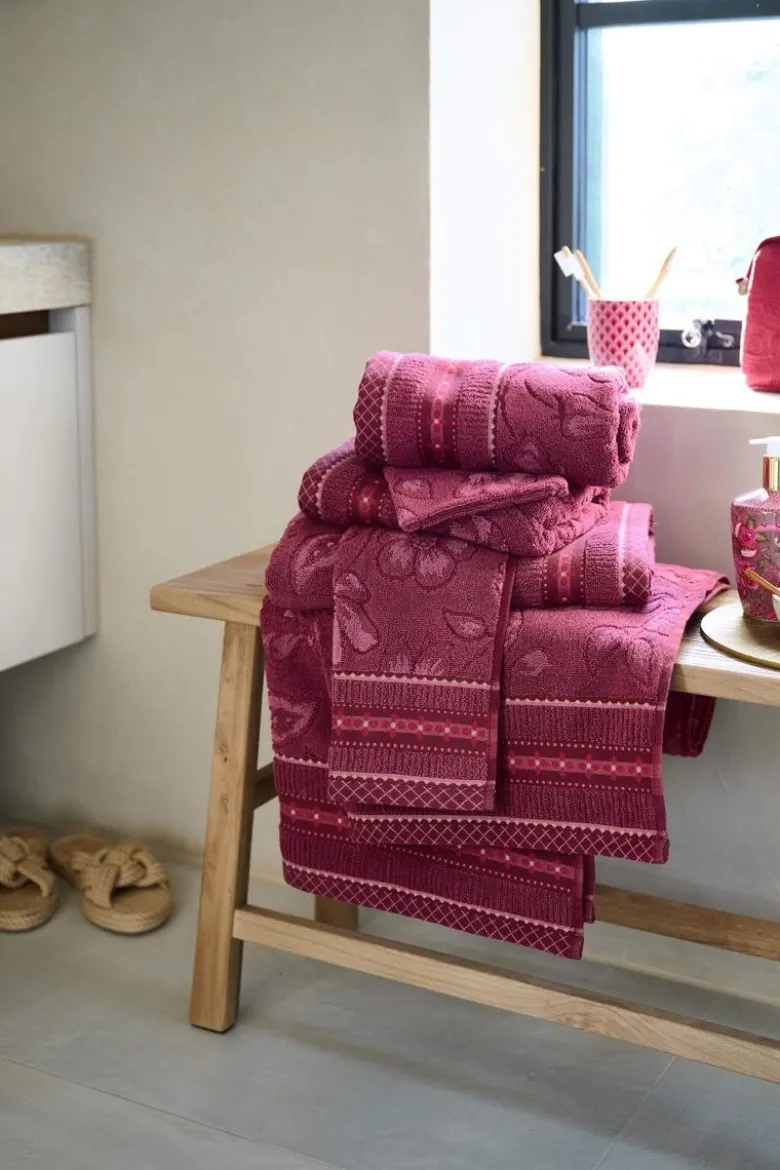 Waschlappen Set/3 Jasmin Jacquard Dunkelrosa 16x22cm