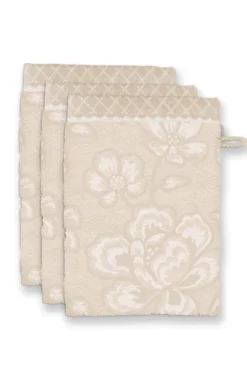 Waschlappen Set/3 Jasmin Jacquard Sand 16x22cm